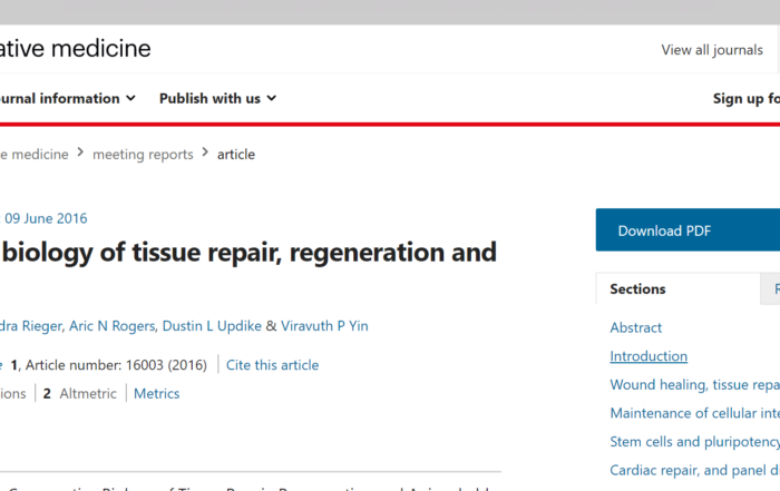 Comparative Biology of Tissue Repair, Regeneration and Aging