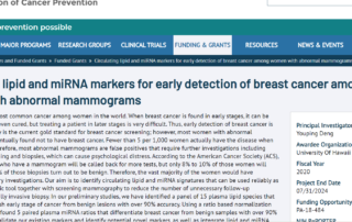 Circulating lipid and miRNA markers for early detection of breast cancer among women with abnormal mammograms